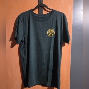 Dark Green Graphic Tee with Yellow Detail